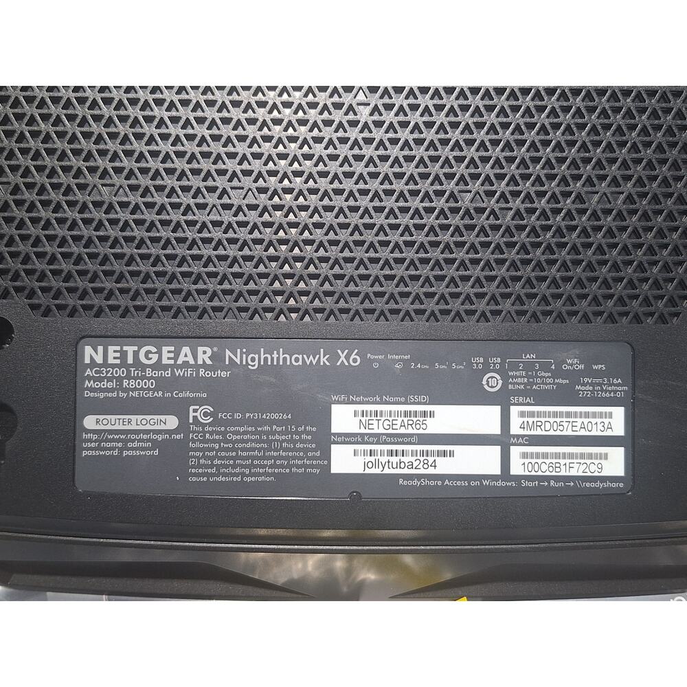 NETGEAR Nighthawk X6 AC3200 Tri-Band WiFi Router R8000 Tested w/ Box NM - Picture 4 of 8